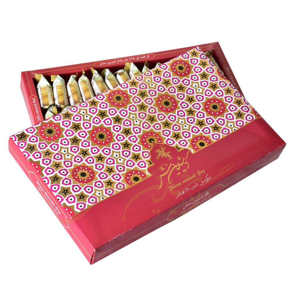 گز لقمه بادام 28 درصد با گیاه ترنجبین و گز علفی 500 گرمی