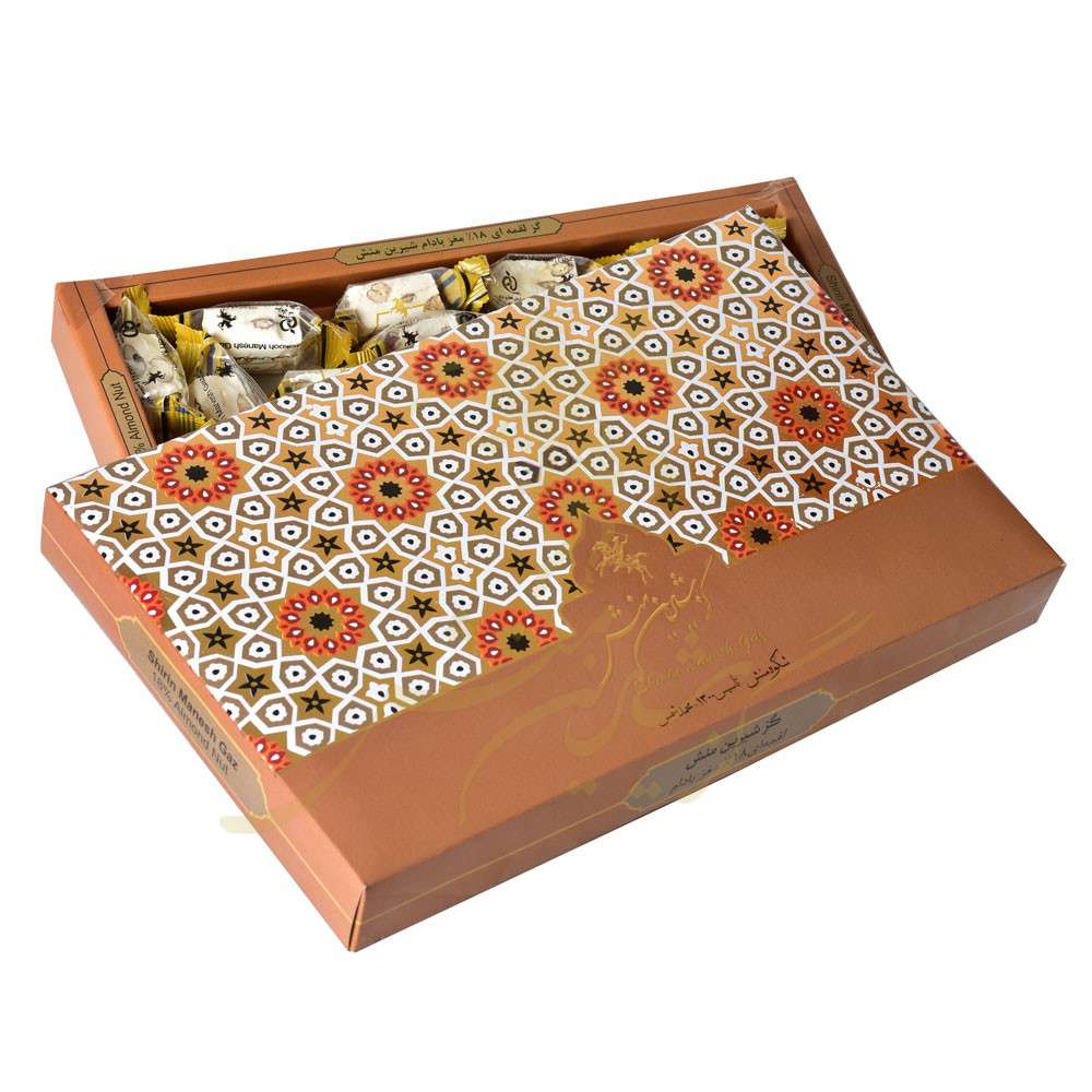 گز لقمه بادام 18 درصد با گیاه ترنجبین و گز علفی 500 گرمی